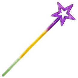 600 Pieces 12" Mardi Gras TrI-Color Metallic Star Wand - Bulk Novelty Prizes