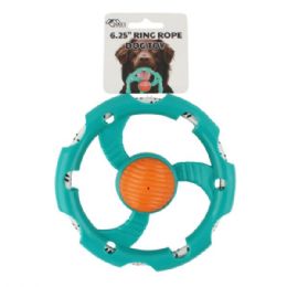 6 pieces of Durable Ring Rope Dog Toy With Textured Ball Center For Chewing And Tug Play