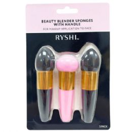 24 pieces Ryishi 3 Pack Beauty Sponge With Wands - Assorted Cosmetics