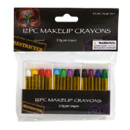 24 Wholesale Makeup Crayon Sticks  12 Colors 2.2g/ea 2.16in L Hlwn/ Pbh