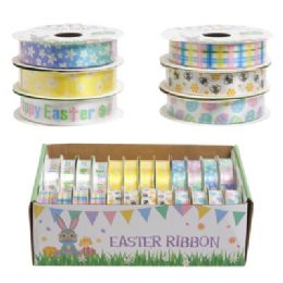 24 pieces of Easter Printed Ribbon 3yd X 5/8in 6ast/24pc Pdq