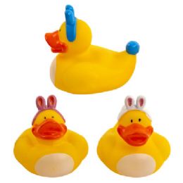 36 Wholesale Duck Easter Novelty Pvc 4 Ast Colors In 36pc Pdq 4x3.5x3in W/easter ht