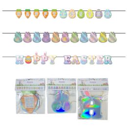 24 pieces of Banner Easter Letter 3ast Glitter/hotstamp/iridescent Easter Pbh