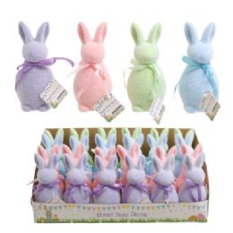 24 pieces of Easter Bunny Flocked Table Decor 5.5in H X 2.5in 4ast Colors/24pc Pdq