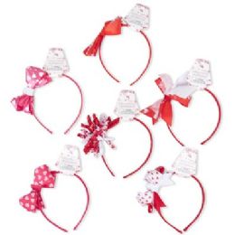 24 Wholesale Valentine Headband 6ast Girl Styles Val/barbell Hdr