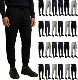Mens Cotton Fleece Cargo Joggers In Assorted Colors Assorted Sizes S-2xl