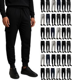 Mens Cotton Fleece Cargo Joggers In Assorted Colors Assorted Sizes S-2xl