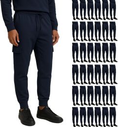 Mens Cotton Fleece Cargo Joggers In Navy Assorted Sizes S-2xl