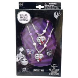 18 of Nightmare Before Christmas 5 Piece Jewelry Set With 2 Rings 1 Bead Bracelet And 1 Bead Necklace
