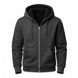 24 Pieces of Unisex Cotton Fleece Sherpa Lined Zipper Hoodie Charcoal Gray Assorted Sizes S-xl