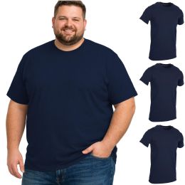 3 Pieces of Men's Cotton Short Sleeve T-Shirt Size 3xlarge, Navy Blue