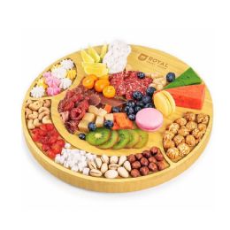 8 Pieces 13.5" Rnd Bamboo Cheese Board W3pc Cutlery Set - Royal Craft Wood - Kitchen Gadgets & Tools