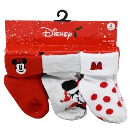 60 of 6pk 12-24m Minnie Mouse Xmas Turn Cuff Socks