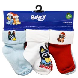 60 of 6pk 12-24m Boys Bluey Cheers To Xmas Turn Cuff Socks