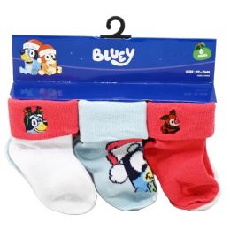 60 of 6pk 12-24 Bluey Christmas Turn Cuff Socks