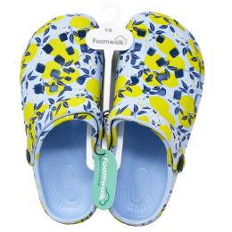 Wholesale Footwear Women Yellow Printed Eva Clogs Foamwalk 4-Asst Size