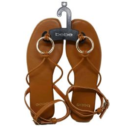 12 Pieces Women Tan Fashion Sandal Wknot Strap Upper & Metal Hardware Bebe 6-Asst Size - Women's Sandals