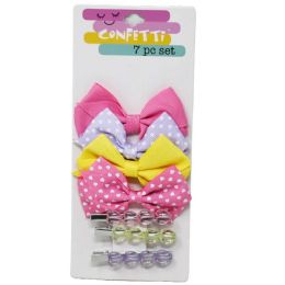24 Pieces 7pc Bow Scrunchi Hair Accessory Set 2 Bows 3 Scrunchi Confetti - Hair Accessories
