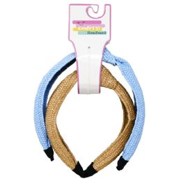 24 Pieces 2pc Raffia Denim Headbands Set Knotted Confetti - Hair Accessories