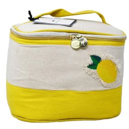 18 Wholesale NATURAL/YELLOW LEMON APPLIQUE TRAIN CASE DABNEY LEE