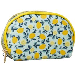 40 Wholesale Lemon Print Dbl Zipper Cosmetic Bag