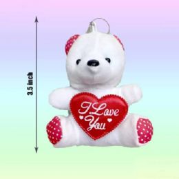 48 Pieces White Bear With I Love You Heart 3.5in - Valentine Decorations