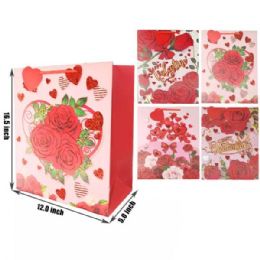 72 Pieces Happy Valentine's 17x12 Gift Bags - Valentine Gift Bag's