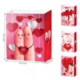 72 Pieces Valentine's 16x12 Gift Bags Finger Heart - Valentine Gift Bag's