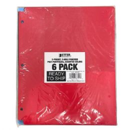 25 pieces of Better Office Products 6 Pack 3 Hole Punch Pocket Folders