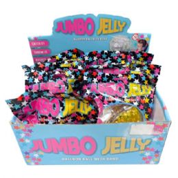 24 pieces of Expressions Jumbo Jelly Balloon Ball With Band In Countertop Display