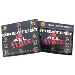 12 pieces of Faux Leather Bifold Wallet In Black With Greatest Of All Time Design