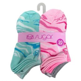 8 pieces 20 Pack Sugar No Show Big Girls Socks Size 9-11 - Girls Ankle Sock
