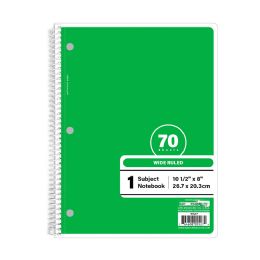 24 Pieces W/r 70 Ct. 1-Subject Green Spiral Notebook - Note Books & Writing Pads