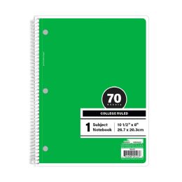 24 Pieces C/r 70 Ct. 1-Subject Green Spiral Notebook - Note Books & Writing Pads