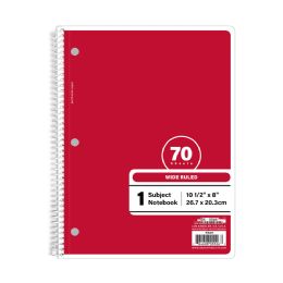 24 Pieces W/r 70 Ct. 1-Subject Red Spiral Notebook - Note Books & Writing Pads