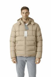 Yacht & Smith Warm Down Insulated Mens Hooded Winter Jacket Assorted Sizes S-Xl Beige