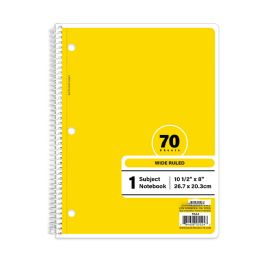 24 Pieces W/r 70 Ct. 1-Subject Yellow Spiral Notebook - Note Books & Writing Pads