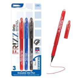 144 Pieces Frizz Assorted Color Erasable Gel Pen With Grip (3/pack) - Pens