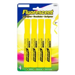 24 Pieces Yellow Desk Style Fluorescent Highlighters 4-Pack - Highlighter