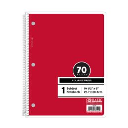 24 pieces C/r 70 Ct. 1-Subject Red Spiral Notebook - Notebooks