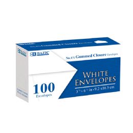 24 pieces #6 3/4 White Envelopes W/ Gummed Closure (100/pack) - Envelopes