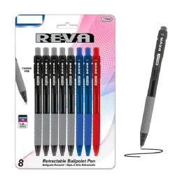 144 Pieces of Reva Assorted Color Retractable Pen With Cushion Grip