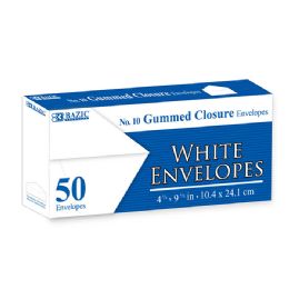 24 pieces #10 White Envelopes W/ Gummed Closure (50/pack) - Envelopes