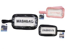 24 Pieces of Wash Bag With Single Strap (black,pink) - 9.75x6x3-Inch