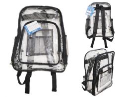 24 Pieces Clear Backpack With Two Mesh, Front Pocket And Two Organizer with Clip Strap  - Bags Of All Types