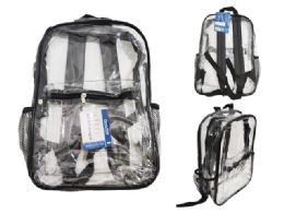 24 Pieces Clear Backpack With Front Pocket And Two Mesh Black Stitch  - Bags Of All Types