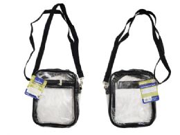 24 Pieces Clear Crossbody Bag With Front Pocket - 8.25X6.5X2.6" STRAP 56-inch L LONGEST X0.75' W - Shoulder Bags & Messenger Bags