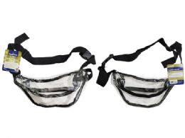 24 Pieces Clear Waist Bag with Black Stitch Strap  - Bags Of All Types