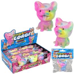144 pieces 2.75" Sticky Rainbow Corgi 12ct - Bulk Novelty Prizes