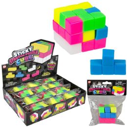 72 pieces 2.5" Sticky Stretch Puzzle Cube 12ct - Bulk Novelty Prizes